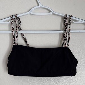 Xhilaration Black Bikini Top with Leopard Straps